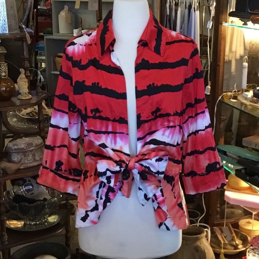 0238 Mishca Red/Orange Striped Jacket; EUC size M